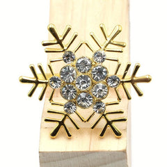 6pcs Snowflakes Napkin Rings Cast Iron Polished Metal Christmas Decor