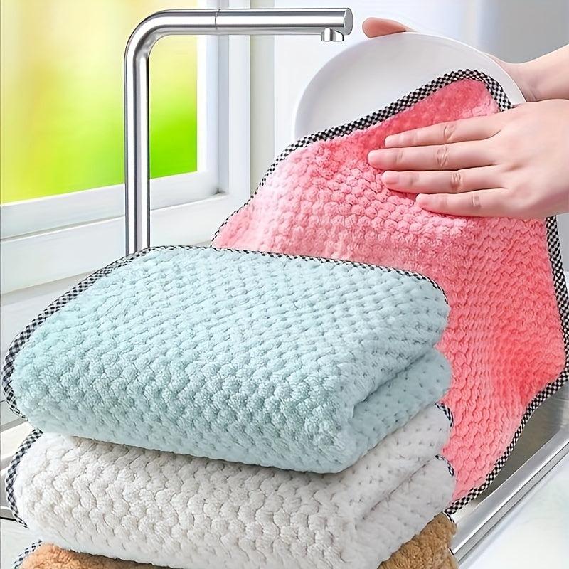 10pcs Dish Towels Non-stick Kitchen Rag Absorbent Scouring Pad