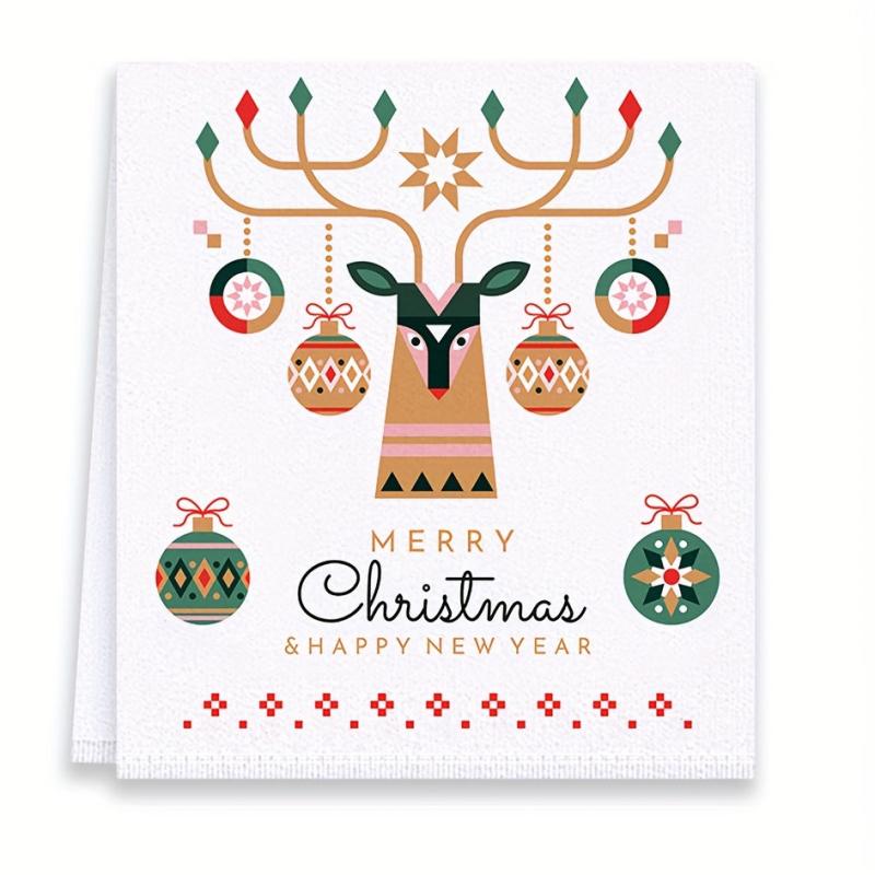 4pcs Christmas Hand Towels Dish Cloth Set