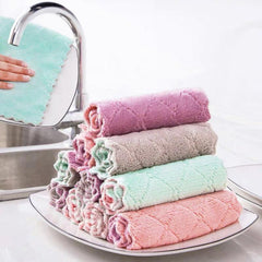 10pcs Coral Velvet Dish Washing Towel for Kitchen Cleaning