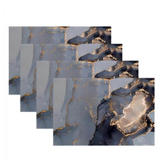 4pc Linen Marble Pattern Placemat Retro Teal Abstract Art Painting Table Runner