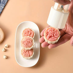 12pcs Lotus Pattern Mooncake Mold DIY Hand Press Biscuit Maker