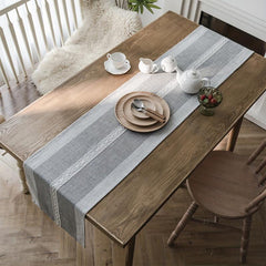 Polyester Table Runner Gray Tassel Nordic Geometric Room Decor