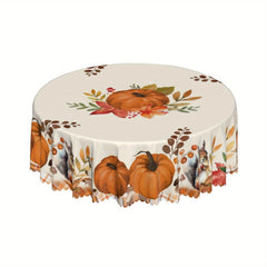 Waterproof Fall Tablecloth with Pumpkin Maple Leaf Print
