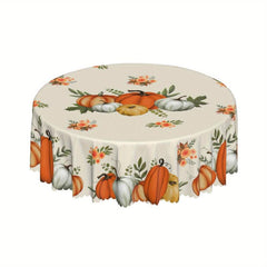 Waterproof Fall Tablecloth with Pumpkin Maple Leaf Print