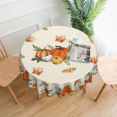 Waterproof Fall Tablecloth with Pumpkin Maple Leaf Print