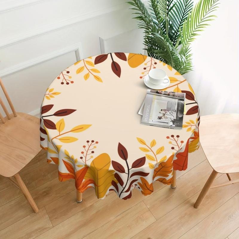 Waterproof Fall Tablecloth with Pumpkin Maple Leaf Print