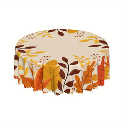 Waterproof Fall Tablecloth with Pumpkin Maple Leaf Print