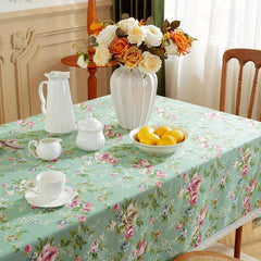 Waterproof Floral Tablecloth with Lace Edge, Perfect for Picnics or Parties