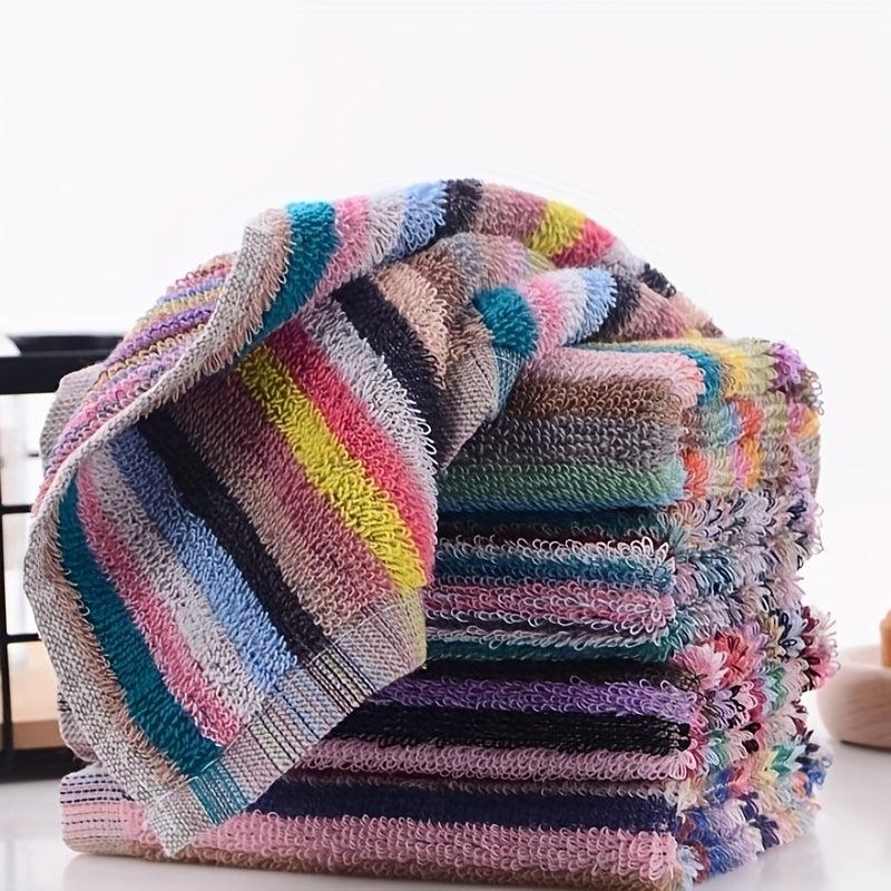 5pcs Square Dish Cloths Random Contemporary Dish Towels Striped Handkerchiefs