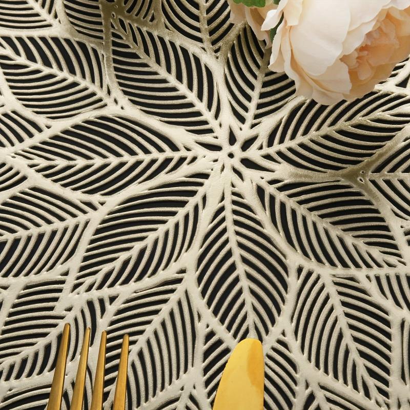 12pcs Bronzing PVC Placemats Hollow Out Washable Reusable Anti-slip Table Mats