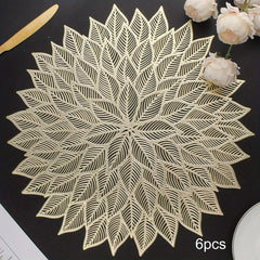 12pcs Bronzing PVC Placemats Hollow Out Washable Reusable Anti-slip Table Mats