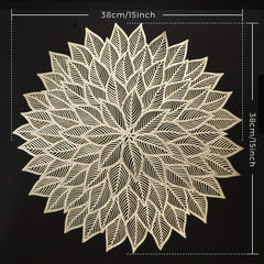 12pcs Bronzing PVC Placemats Hollow Out Washable Reusable Anti-slip Table Mats