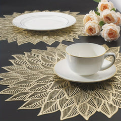 12pcs Bronzing PVC Placemats Hollow Out Washable Reusable Anti-slip Table Mats