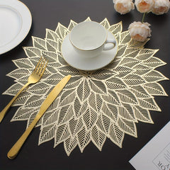 12pcs Bronzing PVC Placemats Hollow Out Washable Reusable Anti-slip Table Mats