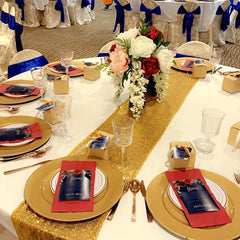 Golden Sequin Table Runner for Parties and Celebrations