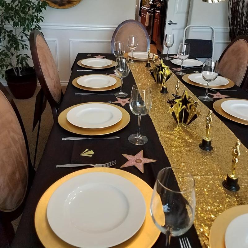 Golden Sequin Table Runner for Parties and Celebrations