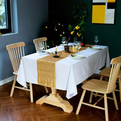 Golden Sequin Table Runner for Parties and Celebrations