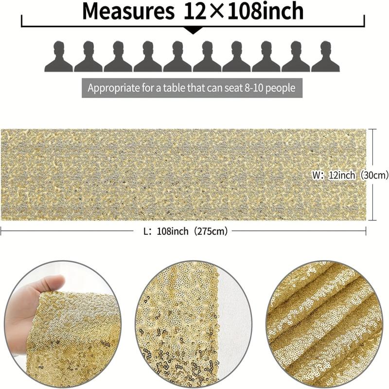 Golden Sequin Table Runner for Parties and Celebrations