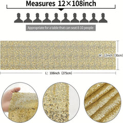Golden Sequin Table Runner for Parties and Celebrations