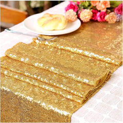 Golden Sequin Table Runner for Parties and Celebrations