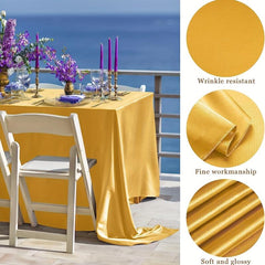 Waterproof Polyester Satin Solid Tablecloth - Rectangle Style