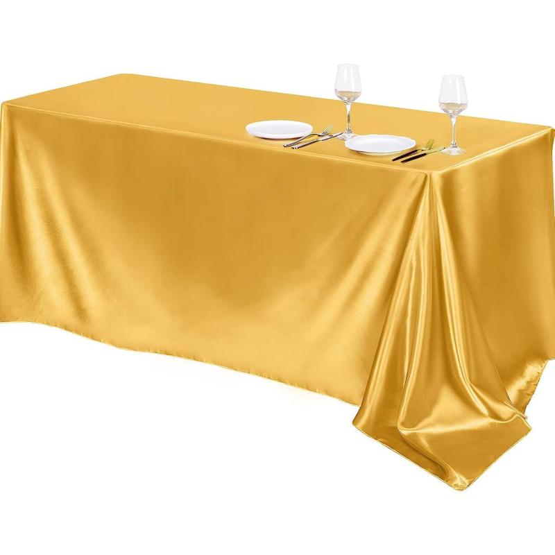 Waterproof Polyester Satin Solid Tablecloth - Rectangle Style
