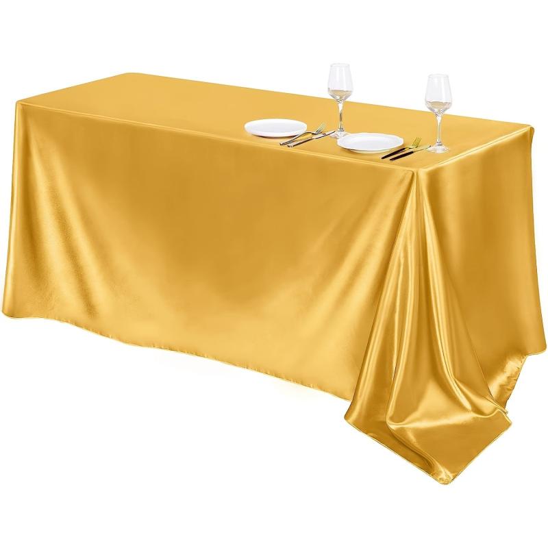 Waterproof Polyester Satin Solid Tablecloth - Rectangle Style