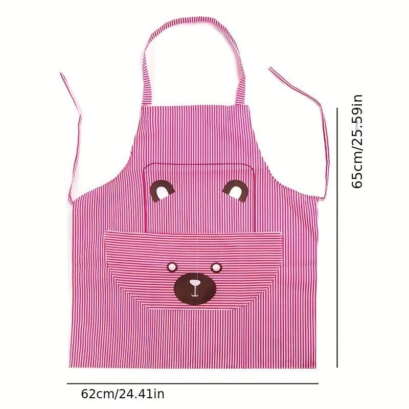Bear Printed Waterproof Apron with Pocket for Baking/Cooking
