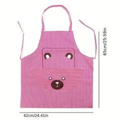 Bear Printed Waterproof Apron with Pocket for Baking/Cooking