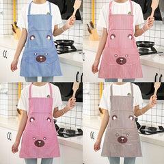 Bear Printed Waterproof Apron with Pocket for Baking/Cooking