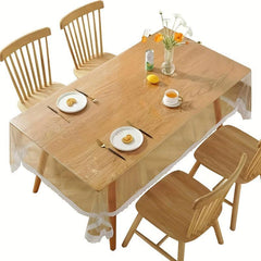 PVC Lace Tablecloth Transparent Waterproof Washable Table Cover