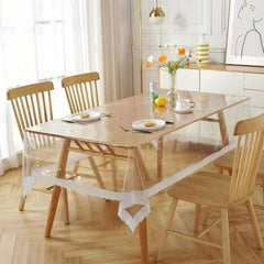 PVC Lace Tablecloth Transparent Waterproof Washable Table Cover