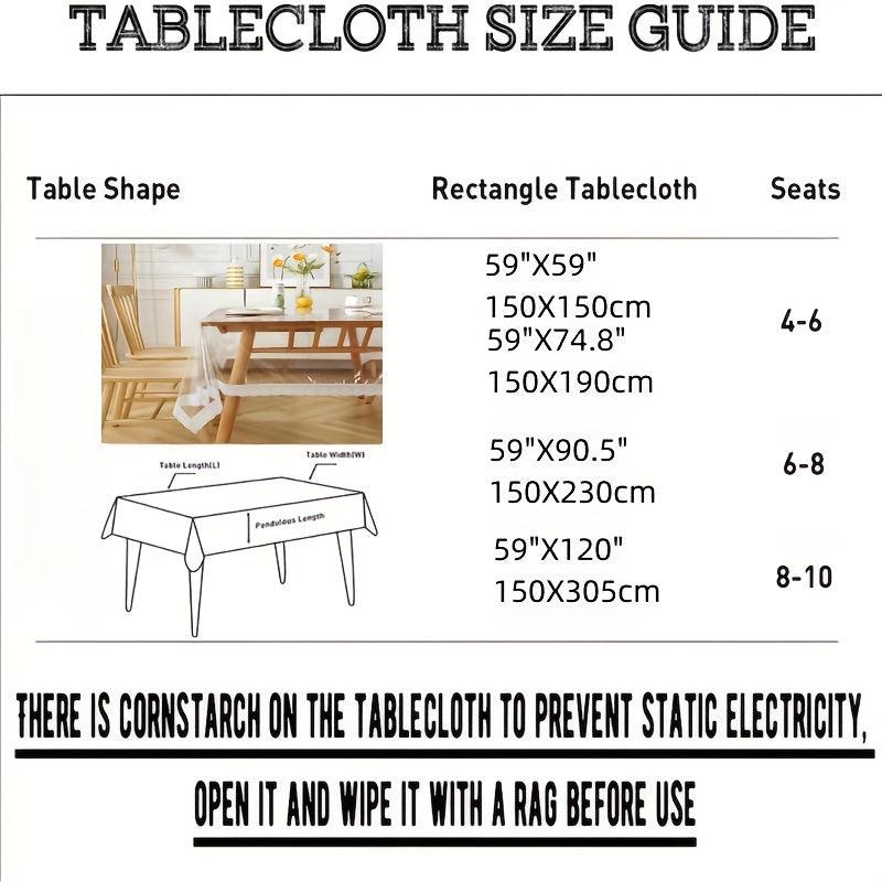 PVC Lace Tablecloth Transparent Waterproof Washable Table Cover