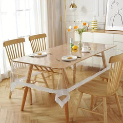 PVC Lace Tablecloth Transparent Waterproof Washable Table Cover