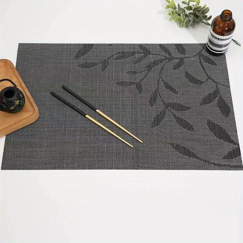 Leaf Pattern PVC Placemat Set of 8 High Temperature Resistant Table Mat
