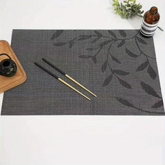 Leaf Pattern PVC Placemat Set of 8 High Temperature Resistant Table Mat