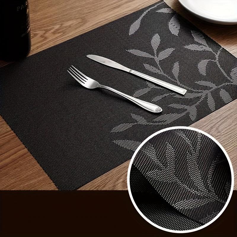 Leaf Pattern PVC Placemat Set of 8 High Temperature Resistant Table Mat