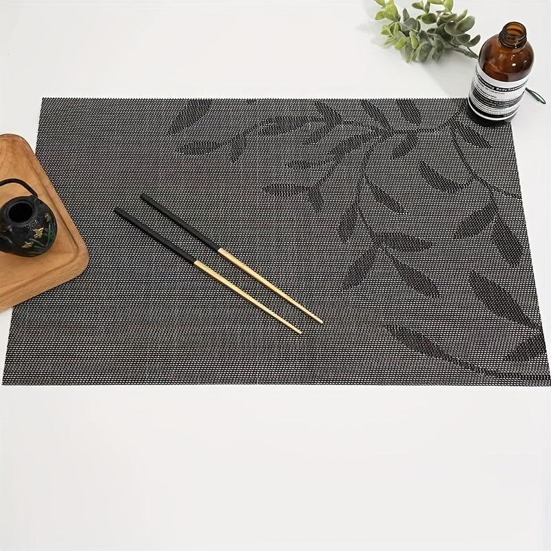 Leaf Pattern PVC Placemat Set of 8 High Temperature Resistant Table Mat