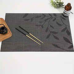 Leaf Pattern PVC Placemat Set of 8 High Temperature Resistant Table Mat