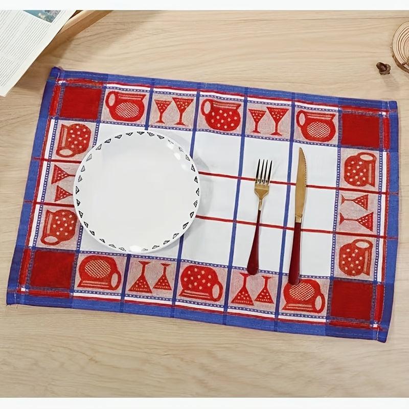 4pcs Jacquard Plaid Tea Towel Multifunctional Kitchen Towel Cloth Dish Towel