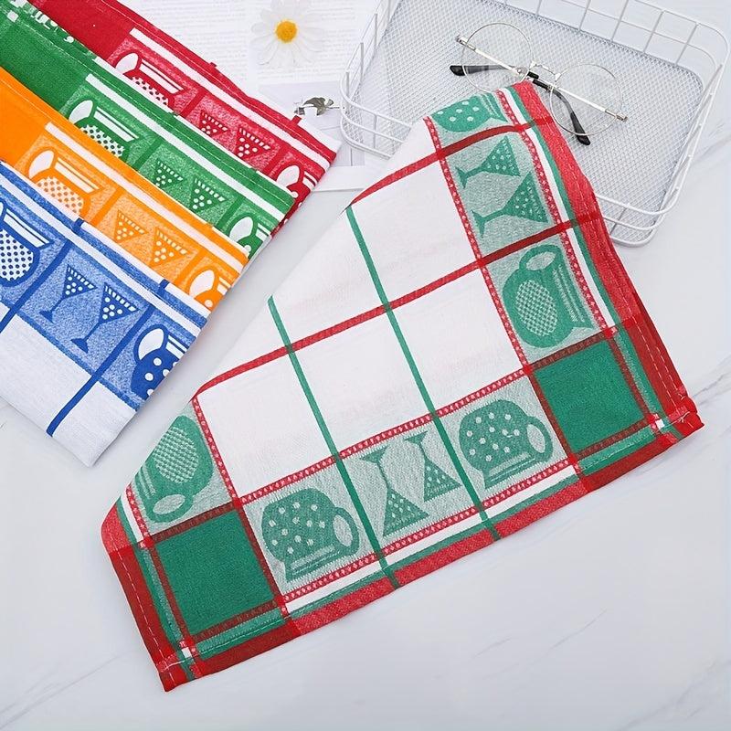 4pcs Jacquard Plaid Tea Towel Multifunctional Kitchen Towel Cloth Dish Towel