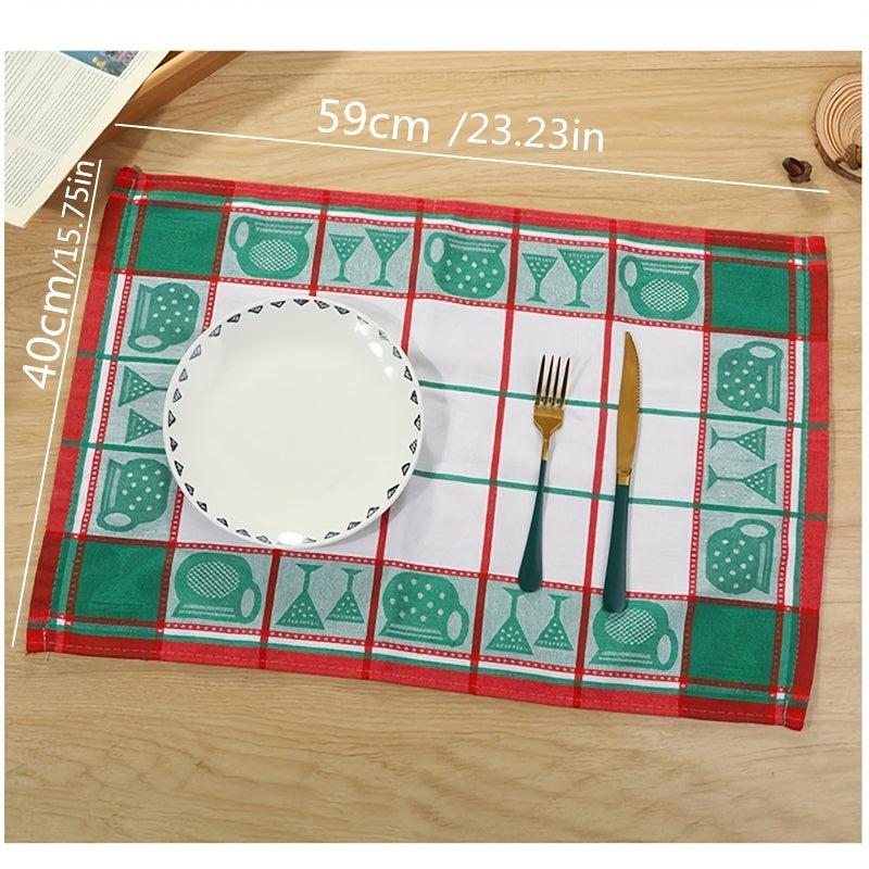 4pcs Jacquard Plaid Tea Towel Multifunctional Kitchen Towel Cloth Dish Towel