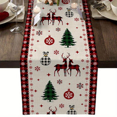 Polyester Christmas Table Runner Snowman Santa Claus Table Mat Xmas Holiday Deco