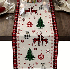 Polyester Christmas Table Runner Snowman Santa Claus Table Mat Xmas Holiday Deco