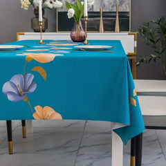 Polyester Tablecloth Cow Flower Pattern Waterproof Table Cover Rectangle Style