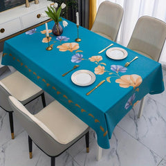 Polyester Tablecloth Cow Flower Pattern Waterproof Table Cover Rectangle Style