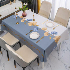 Polyester Tablecloth Cow Flower Pattern Waterproof Table Cover Rectangle Style