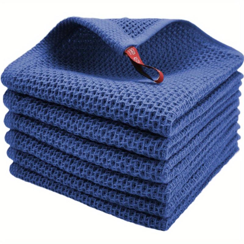 6pcs Waffle Plaid Dish Cloths Absorbent Cleaning Rags