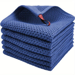 6pcs Waffle Plaid Dish Cloths Absorbent Cleaning Rags